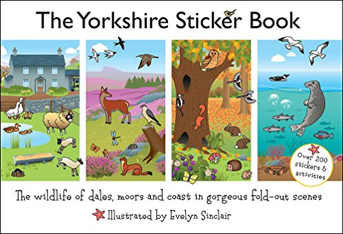 Yorkshire wildlife sticker book cover with illustrated scenes of animals and habitats.