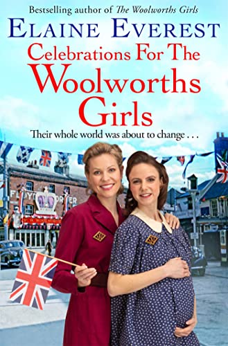 Book cover: two smiling women in vintage clothing, bunting background.