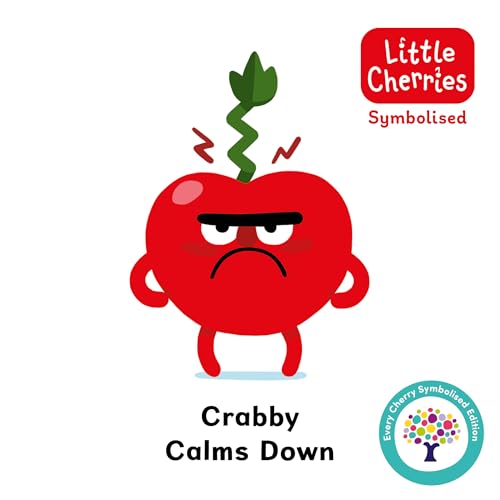 Red cartoon crab with an angry expression and green sprout on head.
