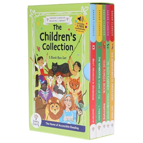 A box set of five children's classic books with colorful illustrated characters on the cover.