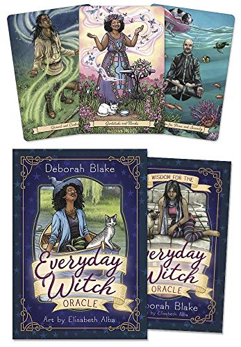 Oracle card deck and guidebook featuring illustrated women and cats, titled "Everyday Witch.