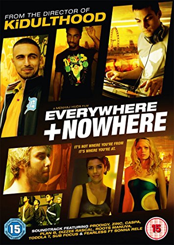 DVD cover for "Everywhere And Nowhere" featuring diverse portraits and cityscapes.