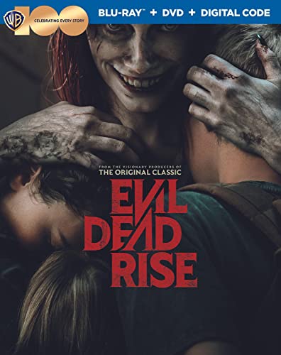 Blu-ray cover for horror film "Evil Dead Rise" featuring a possessed woman.