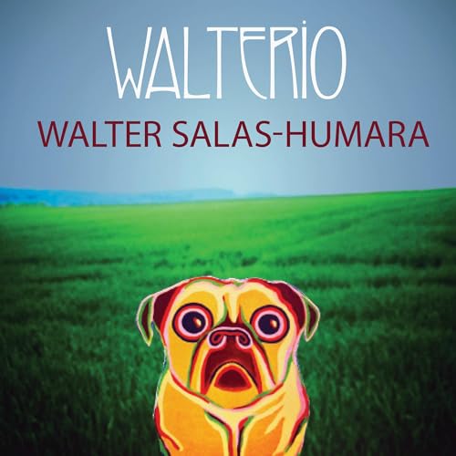 CD cover with colorful pug portrait over a green, landscape background.