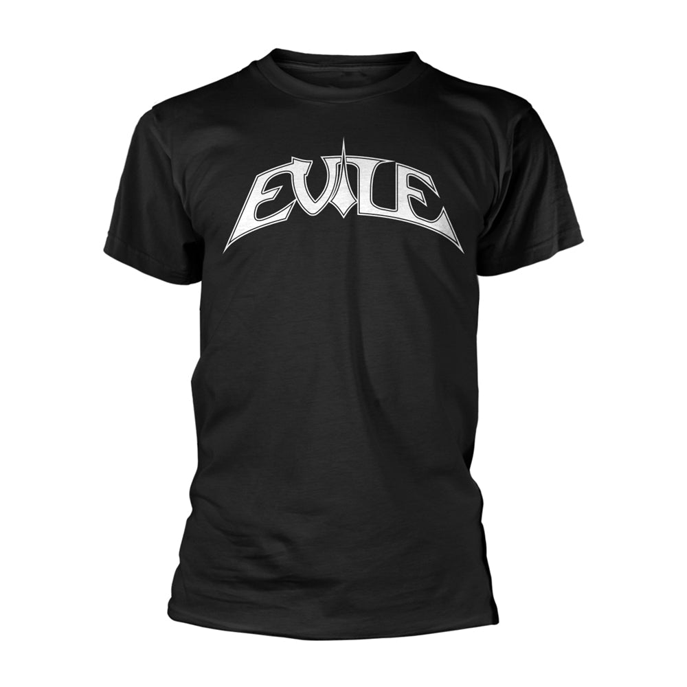Black t-shirt with a white, stylized "EVILE" logo printed on the chest.