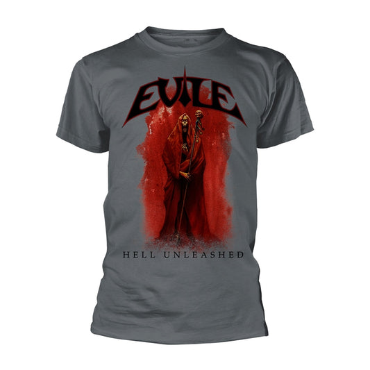 Charcoal gray t-shirt with a red and black demonic figure design.