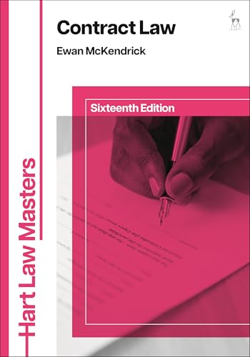 Book cover for "Contract Law" sixteenth edition, showing a hand signing a document.