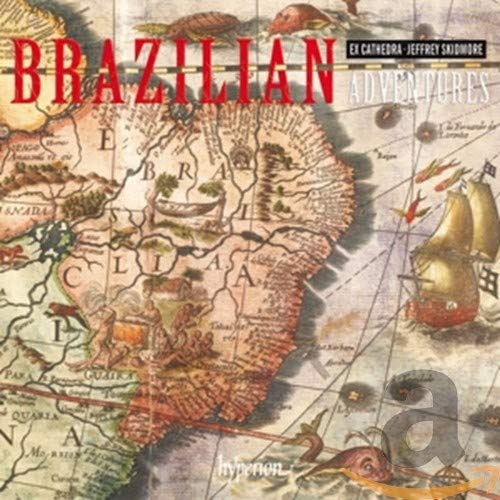 CD cover with vintage map of South America, animals, and ships.