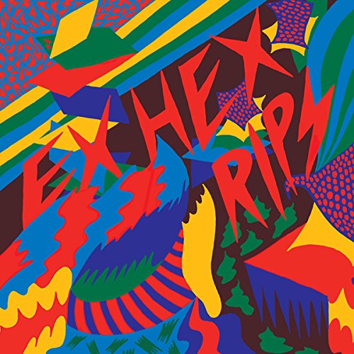 Album cover with abstract colorful geometric shapes and the text Ex Hex Rips.