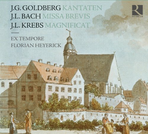 CD cover with a sketched church and figures, composers’ names listed.