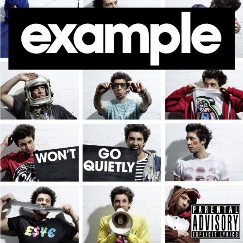 Album cover for Example’s “Won’t Go Quietly” featuring nine portrait images.