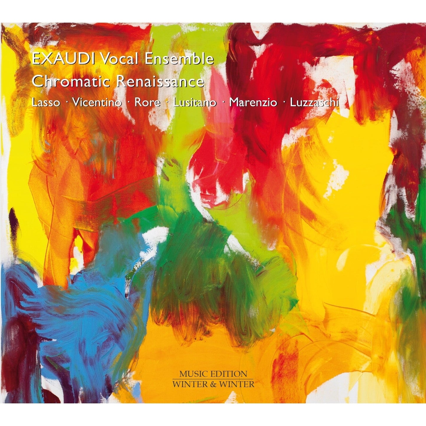 CD cover for "Chromatic Renaissance" by Exaudi Vocal Ensemble, abstract painting.