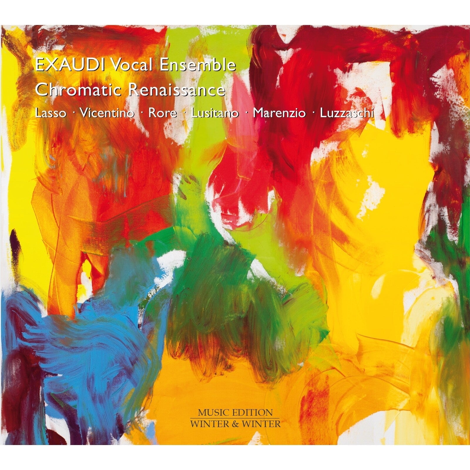 CD cover for "Chromatic Renaissance" by Exaudi Vocal Ensemble, abstract painting.