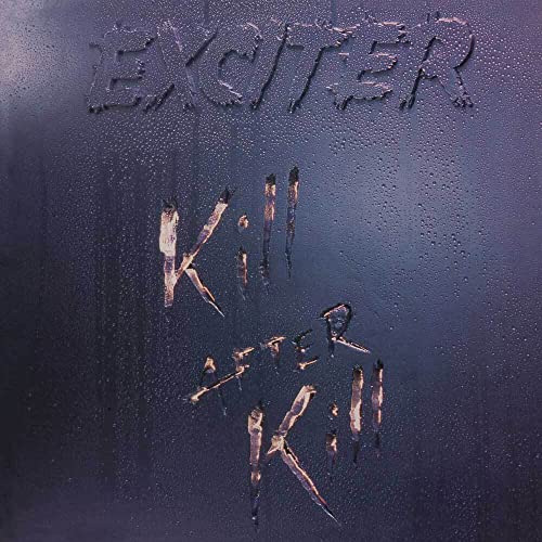 CD cover for Exciter’s “Kill After Kill” with water droplet texture.