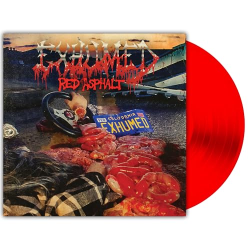 Exhumed "Red Asphalt" vinyl record with gory album art and red disc.