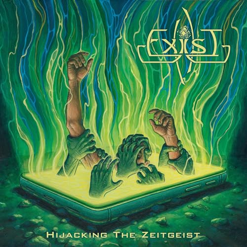 CD cover: hands emerging from a glowing smartphone in green hues.