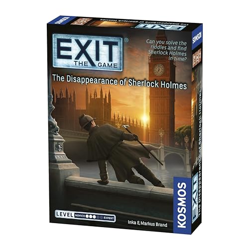 Box art for EXIT: The Disappearance of Sherlock Holmes showing a detective near Big Ben.