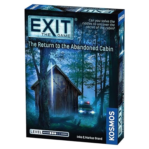 EXIT game box featuring a spooky cabin in a dark forest.