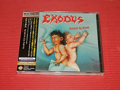 Exodus "Bonded By Blood" CD cover with two figures and Japanese text.