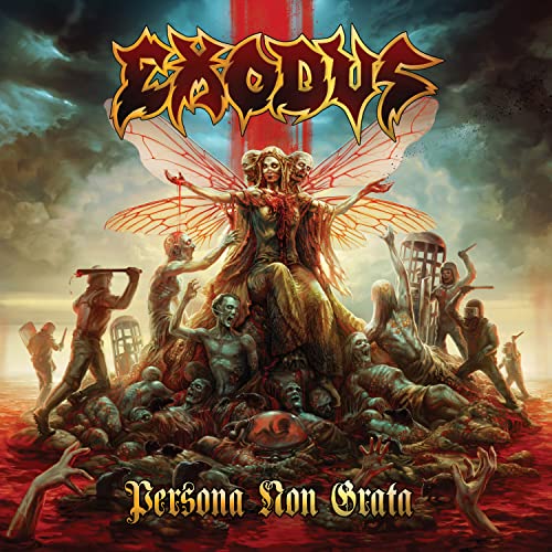 Album cover featuring a winged figure atop a pile of bodies with Exodus logo.
