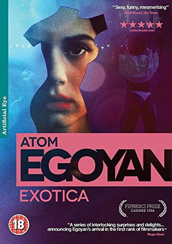 DVD cover for "Exotica" featuring a stylized face and bold text.