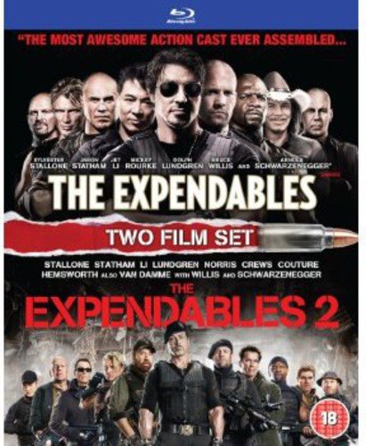 Blu-ray cover for "The Expendables" and "The Expendables 2" action films.