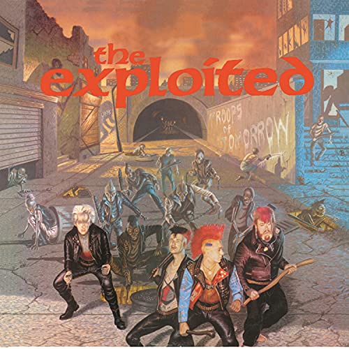 Album cover featuring The Exploited with punk rockers in a gritty, urban street scene.