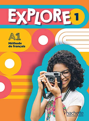 French textbook cover with a girl taking a photo, colorful design.