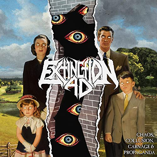 Album cover: family portrait with black shadow and multiple eyes.