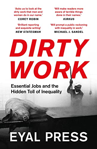 Book cover: "Dirty Work" with image of a butcher and pigs.
