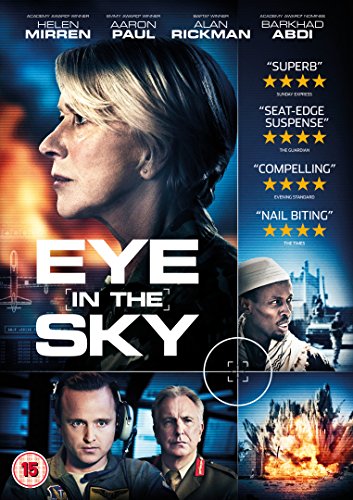 “Eye in the Sky” DVD cover featuring Helen Mirren and other actors.
