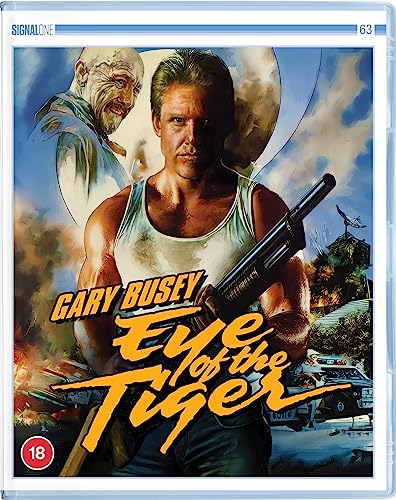 Blu-ray cover art featuring Gary Busey holding a shotgun with a background action scene.