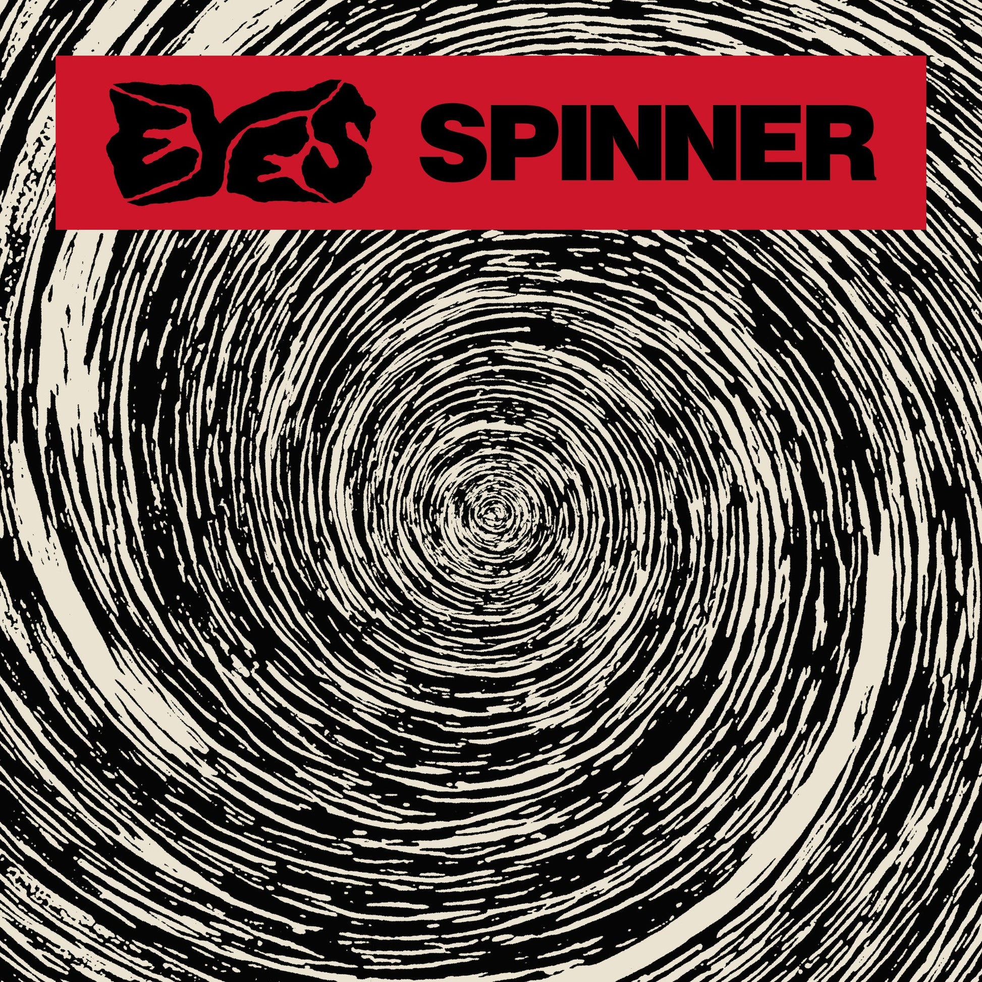 Vinyl record cover for “Eyes - Spinner” with swirling black and white design.