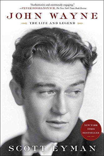 Black and white portrait of John Wayne on a book cover.