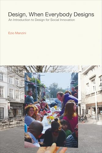 Book cover with title and a blurred image of people at tables.