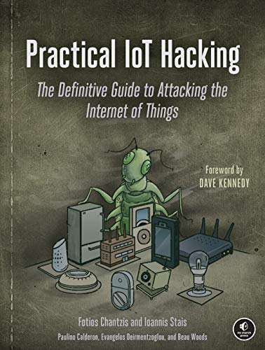 Book cover with a green robotic insect among various electronic devices.