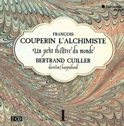 CD cover for François Couperin’s “L’alchimiste” with marbled background.
