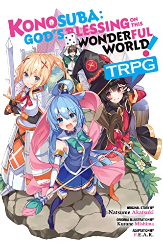 Konosuba tabletop role-playing game book cover with anime characters.