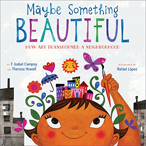 Book cover with colorful illustrations of art and a child’s head.
