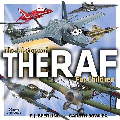 Book cover: RAF history for children, featuring various aircraft.