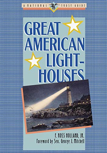 Book cover: “Great American Lighthouses” with a lighthouse image.