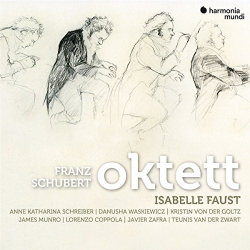 CD cover for Schubert's Oktett featuring sketched portraits and text.