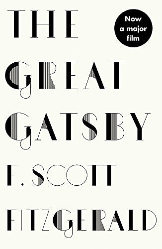 Book cover of "The Great Gatsby" with art deco style lettering.