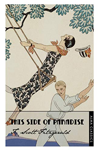 Book cover: woman on a swing, man below, Art Deco style.
