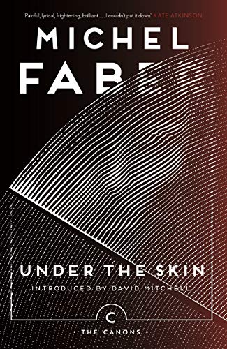 Book cover for Under The Skin by Michel Faber with abstract white line patterns.