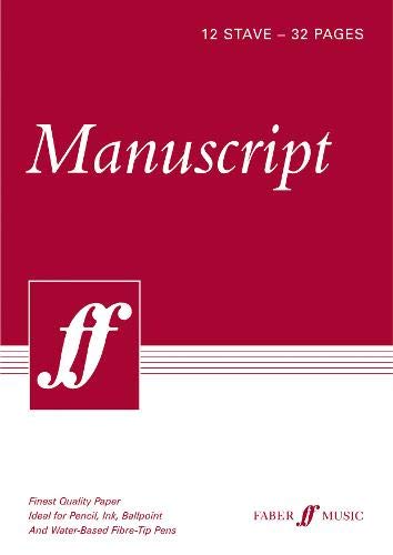 Red "Manuscript" music notebook with twelve staves and a clef logo.