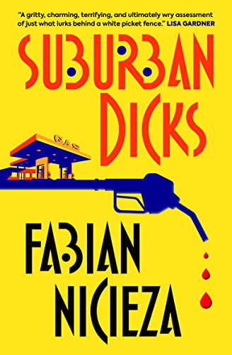 Yellow book cover with red and blue text, gas pump shaped like a gun.