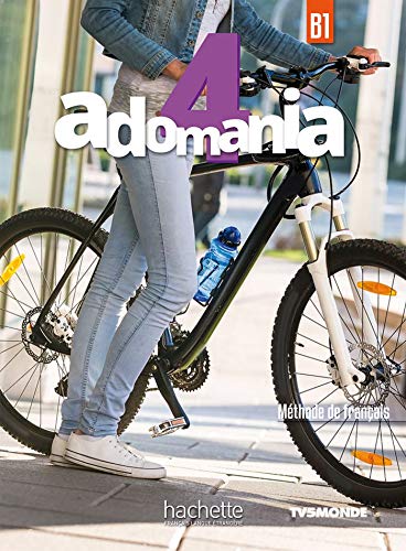French textbook cover with a student, bicycle, and the number four.