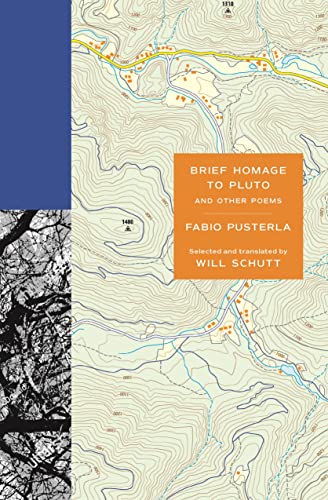 Poetry book cover with topographic map background and orange text block.