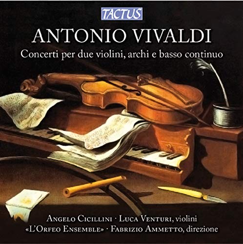 CD cover featuring two violins, sheet music, and a harpsichord in a still life.